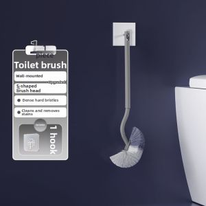 Wall-Mounted No-Corner-Miss Toilet Brush with Extended Handle