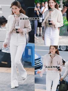 White Micro Flare Jeans Womens Spring Autumn 2025 New Small Size Elastic Bell Bottoms High Waist Denim Pants Ladies Fashion