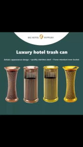 Light luxury hotel trash can with ashtray and inner bucket high-quality stainless steel trash can