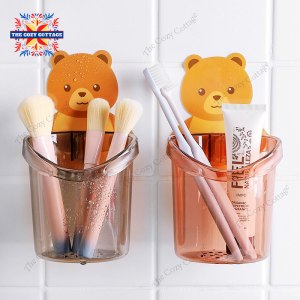 ที่เก็บแปรงสีฟัน ที่วางแปรงสีฟัน ที่วางของติดผนัง ที่วางของในห้องน้ำ ที่วางของรูปหมีน่ารัก กล่องเก็บอุปกรณ์อาบน้ำ มีให้เลือก3สี