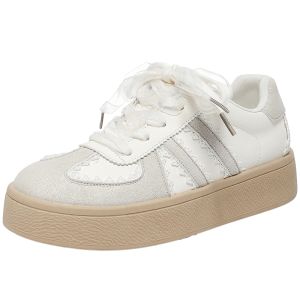 Agsdon | Thick Sole White Elevating Casual Shoes
