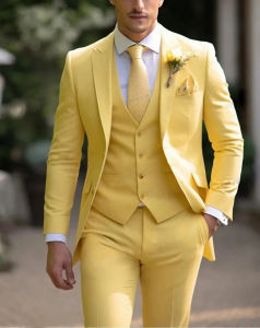 3 Pieces Pink Formal Men Suits Slim Fit Groom Tuxedo Mix Match Separates Single Breasted Wedding Reception Wear