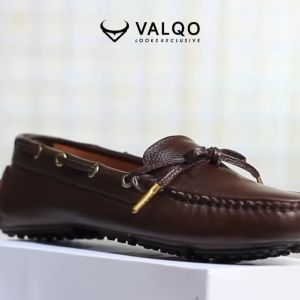 VALQO JENIE Hitam Sepatu Kulit Sapi Wanita Kantor Santai Loafer Flat Shoes Sole Anti Selip Slip On