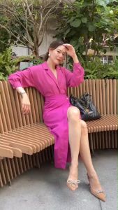 🔖Mirrorsister 30804.3 เซ็ทเสื้อคู่กระโปรง ช่วงบนเป็นเสื้อเชิ้ตเบรเซอร์เนื้อผ้าบางเบาใส่สบาย คู่กับกระโปรงผ่าหน้าสูง