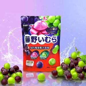 藤野一村啵啵果滋夹心软糖凝胶果糖什锦装葡萄味青提味果汁添加 138g