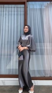 Lyodra Dress Satin Velvet Gamis Polos Kondangan Tunangan Lamaran Wisuda Bridesmaid Kekinian Mewah Simple Elegan Fuji Series Aurora