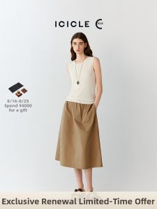ICICLE | Summer Cotton-Poly Blend Poplin Knee-Length Womens Skirt