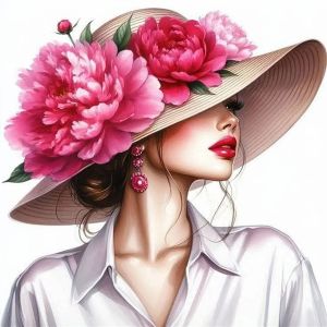 HUACAN Kit For Cross Stitch Woman Portrait Peony Flower Embroidery Sets Floral 11CT DIY Art Gift Hand Sewing DMC Set