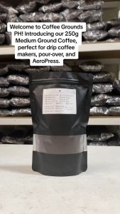 Coffee Grounds PH - Medium Grind Dark Roast 250g | Organic Coffee in Resealable Pouch For French Press Coffee Maker