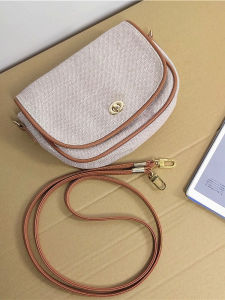 French Style Mini Saddle Bag Canvas Versatile Womens New Fashion Shoulder Crossbody Bag Casual Pure Color Leisure Handbag