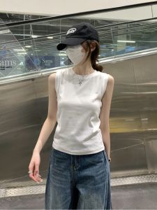 Minimalist Solid Color Versatile round Neck Sleeveless Top Cotton Womens Summer Inner Wear Layering Commuting Work Vest