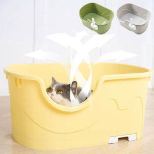 Large Cat Litter Box Open Type Cat Toilet Deodorization Dust Elimination Litter Box with Shovel