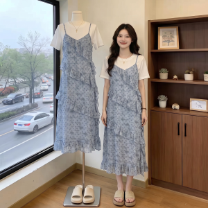AIYITI | Plus Size Polka Dot Layered Look Dress Summer