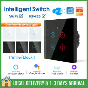 WiFi Smart Wall Switch No Neutral Wire Glass Wall 1/2/3/4 Gang Light Switch Tuya APP Control Support Alexa Google Home tmall genie
