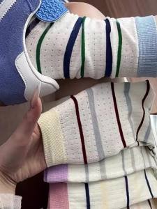 Japanese Stripe Thin Long Pile Socks