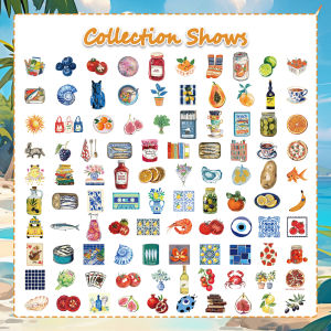 100PCS Cartoon Mediterranean Fresh Stickers Luggage Decoration Stationery Notebook Reward Waterproof Stickers