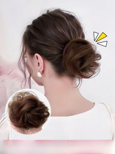 Natural Flower Bud Low Bun Hair Bun Fake Hair for Women Real Human Hair Style Change Hair Accessory by Ai Ni Ya