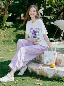 XIANGYING | Pleasant Purple Printed Leisure Suit Childish 2026 Summer New