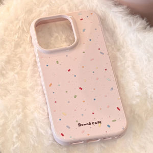 Korean Full Screen Colorful Polka Dot Graffiti Soft Phone Case For iPhone 17 16 15 14 13 12 Pro Max Shockproof Protective Cover