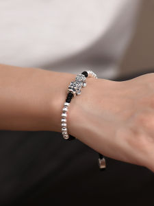 Pure Silver 999 Xi Wang Bracelet for Men And Women Chinese Zodiac Year Lock Rope Bracelet Ethnic Style Fashion Jewelry