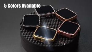 CCLCC Crystal Diamond Bumper Full Cover Protective Case with Tempered Glass Screen Protector for Apple Watch 41mm 45mm 44mm 42mm 40mm 38mm smart Watch Series 8/7/SE/6/5/4/SE/3/2/1