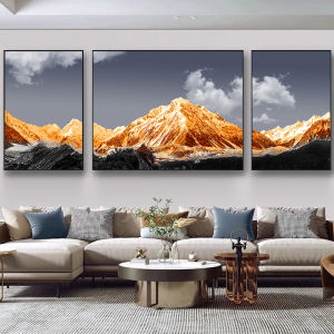 ภาพตกแต่งห้องนั่งเล่นสไตล์โมเดิร์นเรียบง่าย ภาพสามชิ้นตกแต่งผนังเบาหรูหรา ภาพกระจกแคนวาส ภาพถ่าย ภาพธรรมชาติ ห้องนั่งเล่น