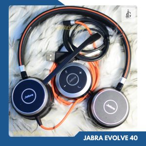 JABRA EVOLVE 40 NOISE CANCELLIG HEADSET WITH POUCH- PRISTINE CONDITION BPO PULLOUT FOR WFH SET UP