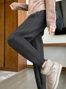 Lamb Velvet Fleece Lined Thick Womens Sports Pants Autumn Winter Cotton Trousers Integrated Velvet Pants High Waist Long Pants