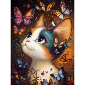500/1000/1200/2000PCS Jigsaw Puzzle Magical Colorful Cute Cat And Butterfly Fantasy Art For Adults Perfect Gift For Cat Lovers