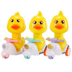 Pull Back Cars for Toddlers Press and Go Yellow Duck Motorcycle Toy with 360°Rotating Head Cartoon Animal Clockwork Toy Party Favors for Kids Gift for Boys Girls