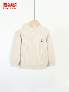 เสื้อสเวตเตอร์ถักคอตตอนผสมขนแกะสำหรับเด็กผู้ชายและเด็กผู้หญิง ฤดูใบไม้ผลิและฤดูใบไม้ร่วง เสื้อชั้นในถักสำหรับเด็ก แฟชั่น เสื้อผ้าเด็ก