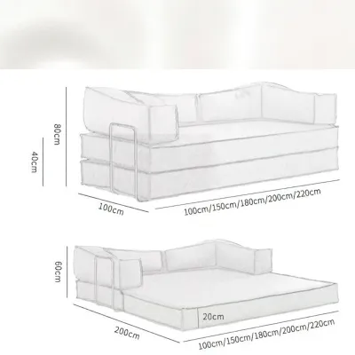 Double-Sided Folding Sofa Bed Retro Living Room Full Sponge Compressed Teddy Cloth Diner Convertible Sleepable Sofa Bed