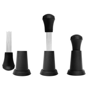 เครื่องคนกาแฟพร้อมขาตั้งเอสเปรสโซแทมเปอร์คน304สแตนเลส10เข็มสำหรับที่กรองกาแฟเครื่องทำ Porfilter WDT เครื่องมือ