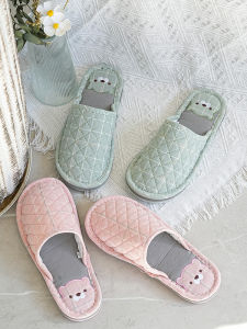 หนาขึ้น สามชั้น ผ้าฝ้าย รองเท้าแตะ รองเท้าแตะผ้าพื้นบ้านในร่ม ผู้หญิง หัวมีฝาปิด เงียบ กันลื่น ฤดูหนาว ผ้าฝ้าย รองเท้า