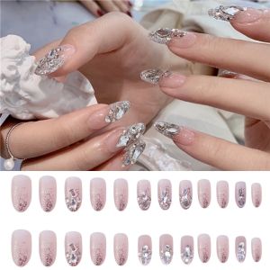 24PCS Sweater Plaid Japanese Style Ins Style Wear Fake Nail Decoration Full Coverage Caramel Diamond Plaid Press on Nails Art