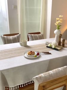 Cotton Linen Dining Room Decor: Table Cloth Cover Rectangle 4/6/8 Seater