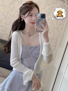 HUOLISI | Sun Protection Lightweight Lace Hem Blouse Knit