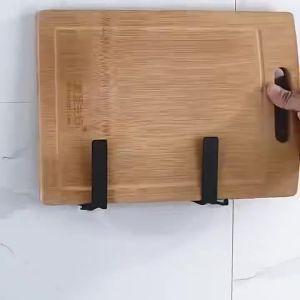 2pcs Kitchen Wall‑Mounted Pot Lid Holder With Hook Metal Cutting Board Phone Rack Bathroom Cleaning Brush Storage Organizer