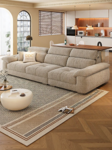 Removable Washable Cotton-Linen Cream Style Fabric Sofa for Small Apartment