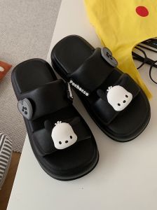 Thin Strip Sanrio Phew Dog Slippers for Women Casual Style Flat Heel Increased Thick Base Cute Double Strap Summer Outdoor Slippers