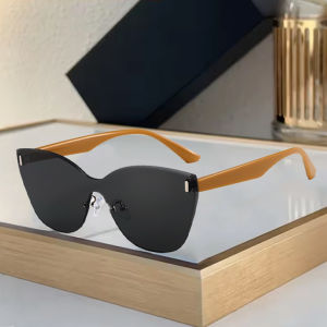 New Retro Y2K Style Sunglasses for Women Men Cat Eye Shaped Rimless Sun Glasses Outdoor Travel Photo Sunnies