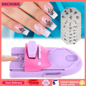 DECINIEE Manual Nail Art Printing Machine with 6pcs Metal Stamping Plates Manicure Nail Color Draw Polish Nail Printer Set Tool