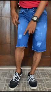 Celana Pendek Sobek2 Jeans Pria Warna Biru Muda Blit Navy Dongker Hitam Polos Laki2 Cowo Dewasa Murah Terbaru 2023 Ukuran Jumbo Big Size Uk Besar