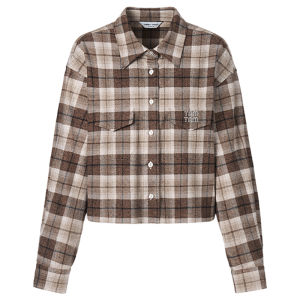 TAMMY TANGS | เสื้อเชิ้ตคอโปโลแขนยาวทรงสั้นลายสก็อตสไตล์ย้อนยุคสำหรับผู้หญิง ผ้าฝ้ายแท้ ระบายอากาศได้ดี ทรงหลวม ปกโปโล แขนยาว ฤดูใบไม้ร่วง 2025