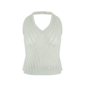 YIKEXIAOYEMEI | Áo Thun Knitted Dây Quai Hở Ngực Xanh