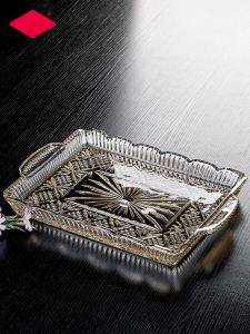Luxury American Crystal Glass Tray Large Size Fruit Tray Elegant Turkey Tray High Aesthetic Value Home Use Bar KTV Living Room
