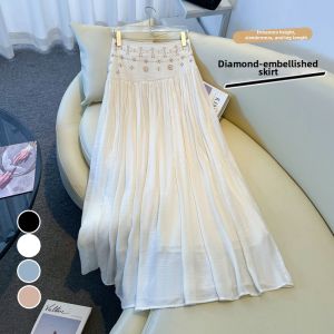 La Chapelle | Pink Organza Drill Half Skirt Summer Light High Waist A-Line Flaring