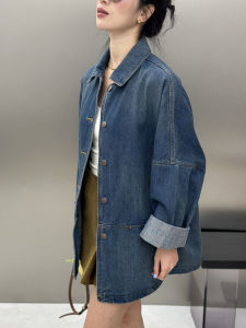 BodhlCat American Retro Denim Jacket 2025 New Style Boyfriend Shape Slimming Outerwear Womens Loose Fit Cotton Long Sleeve
