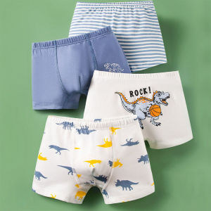 4 Pieces/Lot Childrens Underwear Cotton Boxers For Boys 3-11T Breathable Kids Underpants Dinosaur Print Cartoon Boy Boxer Brief