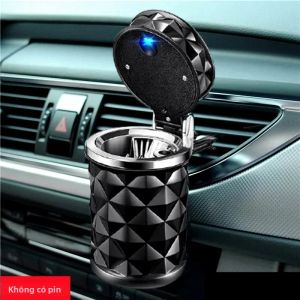 Hộp Đựng Tàn Thuốc Ô Tô Bằng Hợp Kim Nhôm Đèn LED Đa Năng Chống Cháy Không Khói Di Động